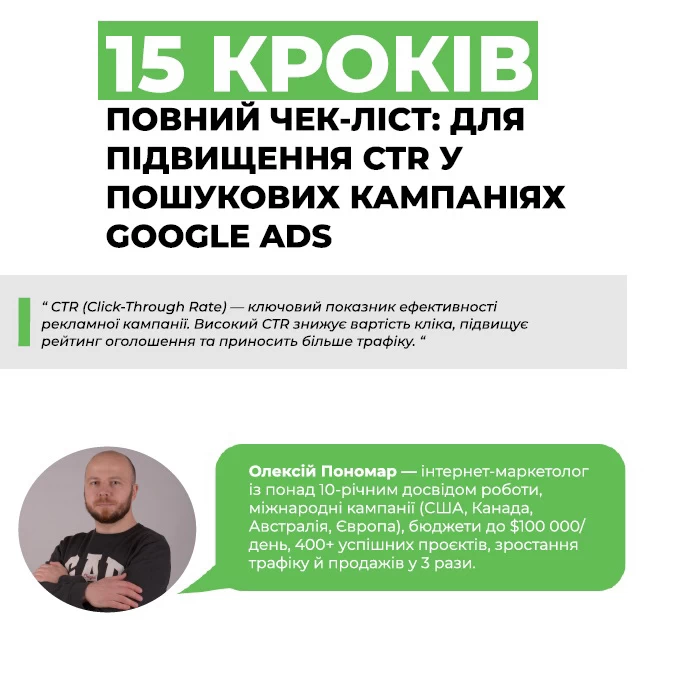 Чек-ліст: для підвищення CTR у пошукових кампаніях Google Ads