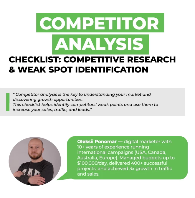 Competitor Analysis Checklist: Competitive Analysis and Identifying Website Weaknesses