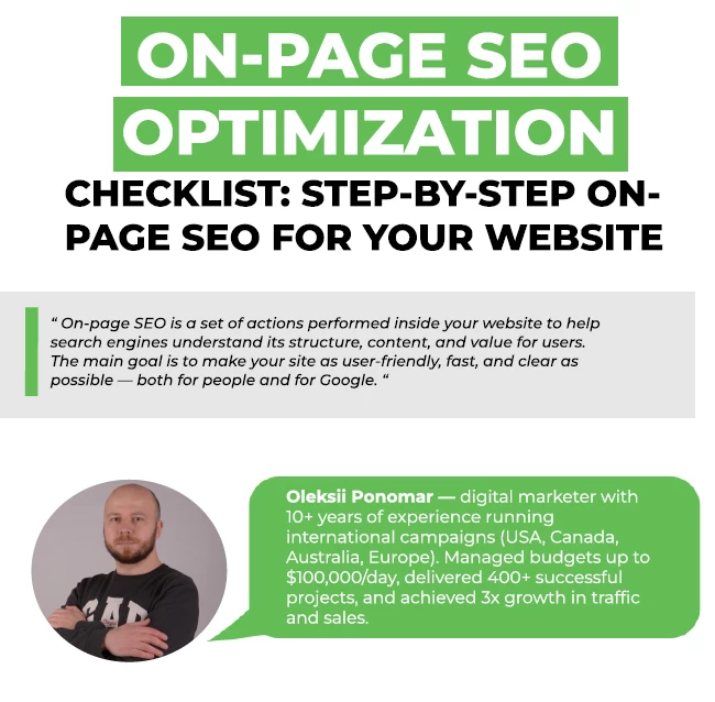 On-Page SEO Checklist: On-Page SEO for a Web Page